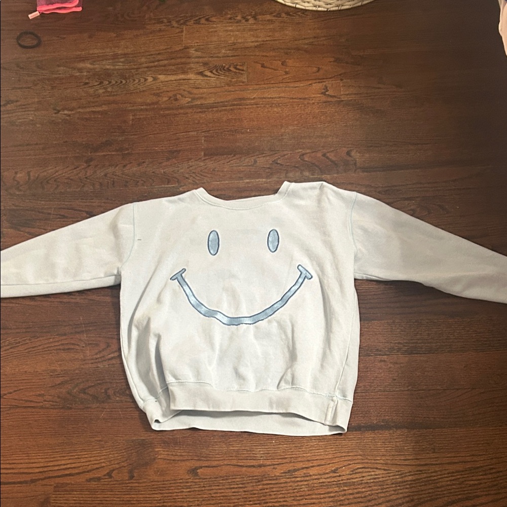 light blue Sweatshirt with Blue Smiley Face